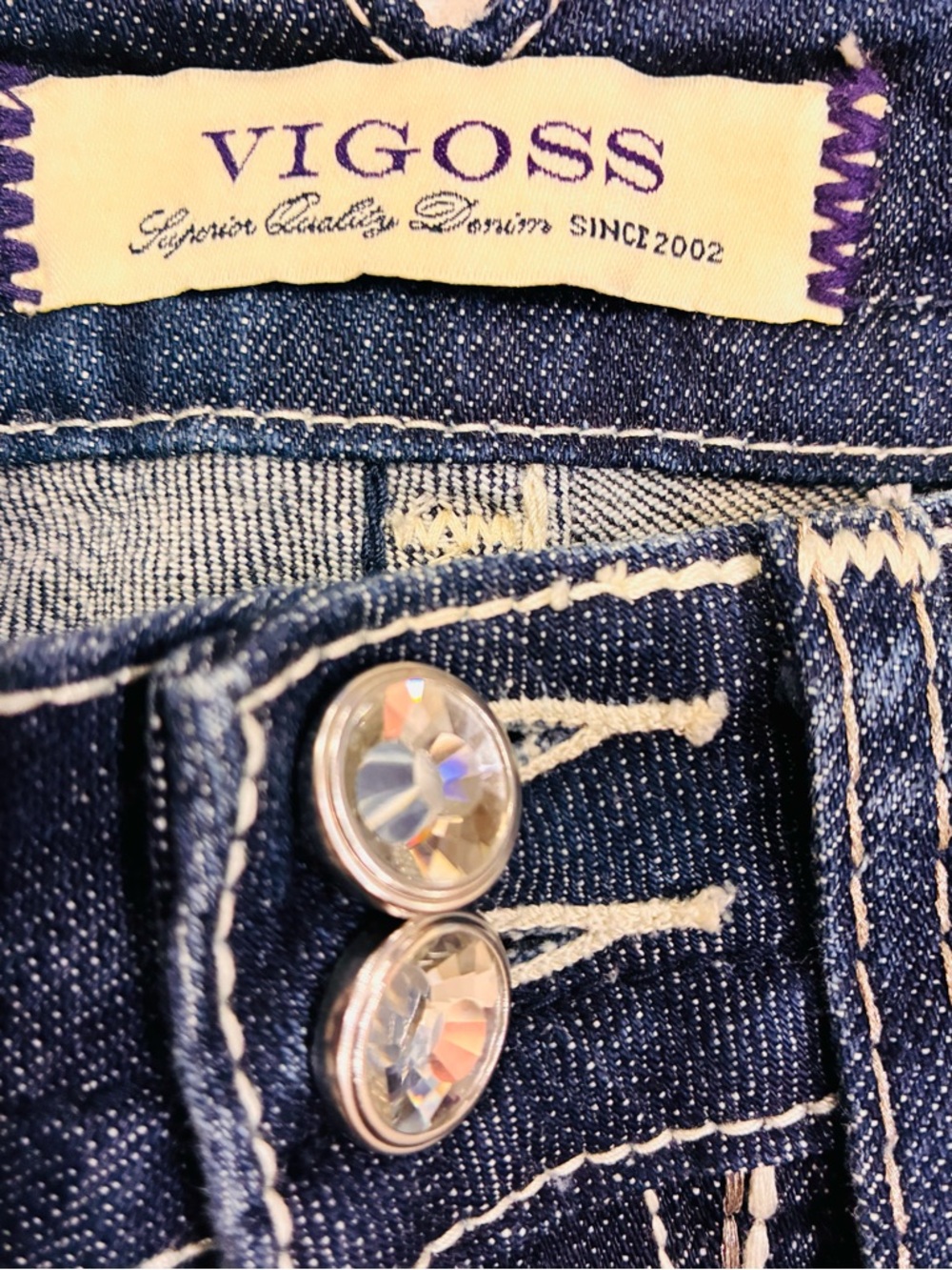 Vigoss Low Rise Straight Leg Jeans 28x32 Dark Blue Wash Stretch Y2K Women’s EUC - Picture 8 of 13